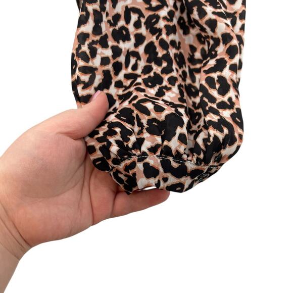 Parker Panther Animal Print Leopard Cheetah Long Sleeve Blouse Size XS - Picture 6 of 14